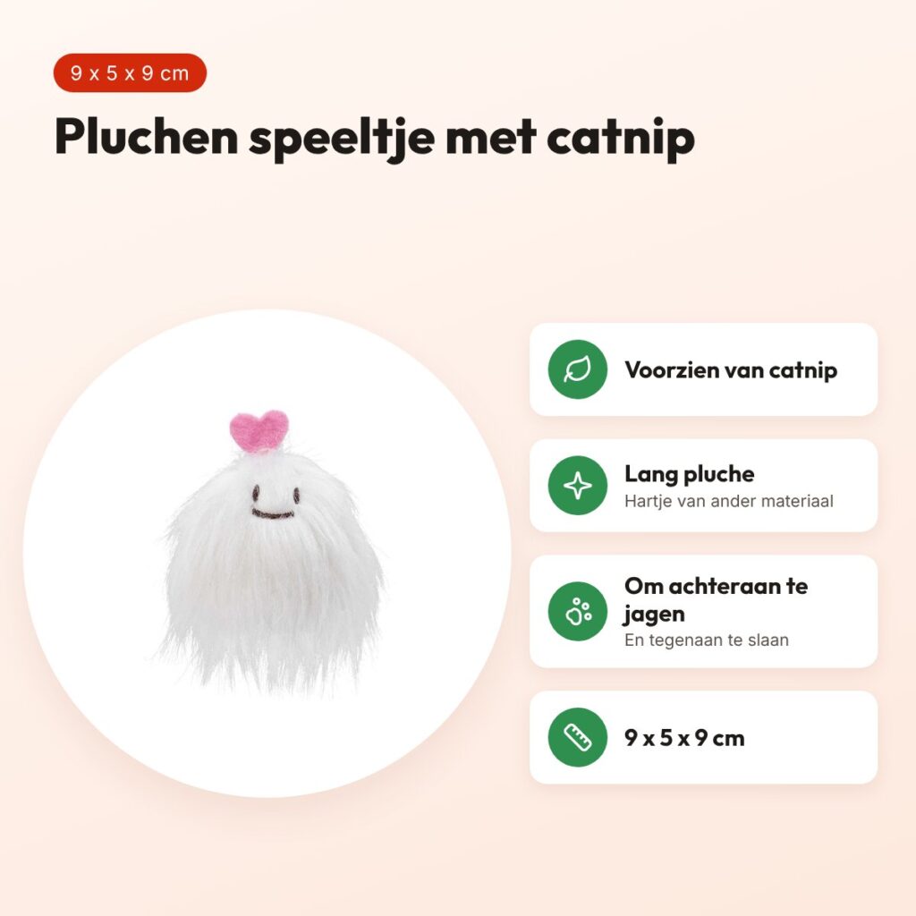 Fofos Love Master kattenspeeltje 9 x 5 x 9 cm – pluche met kattenkruid – voordelen