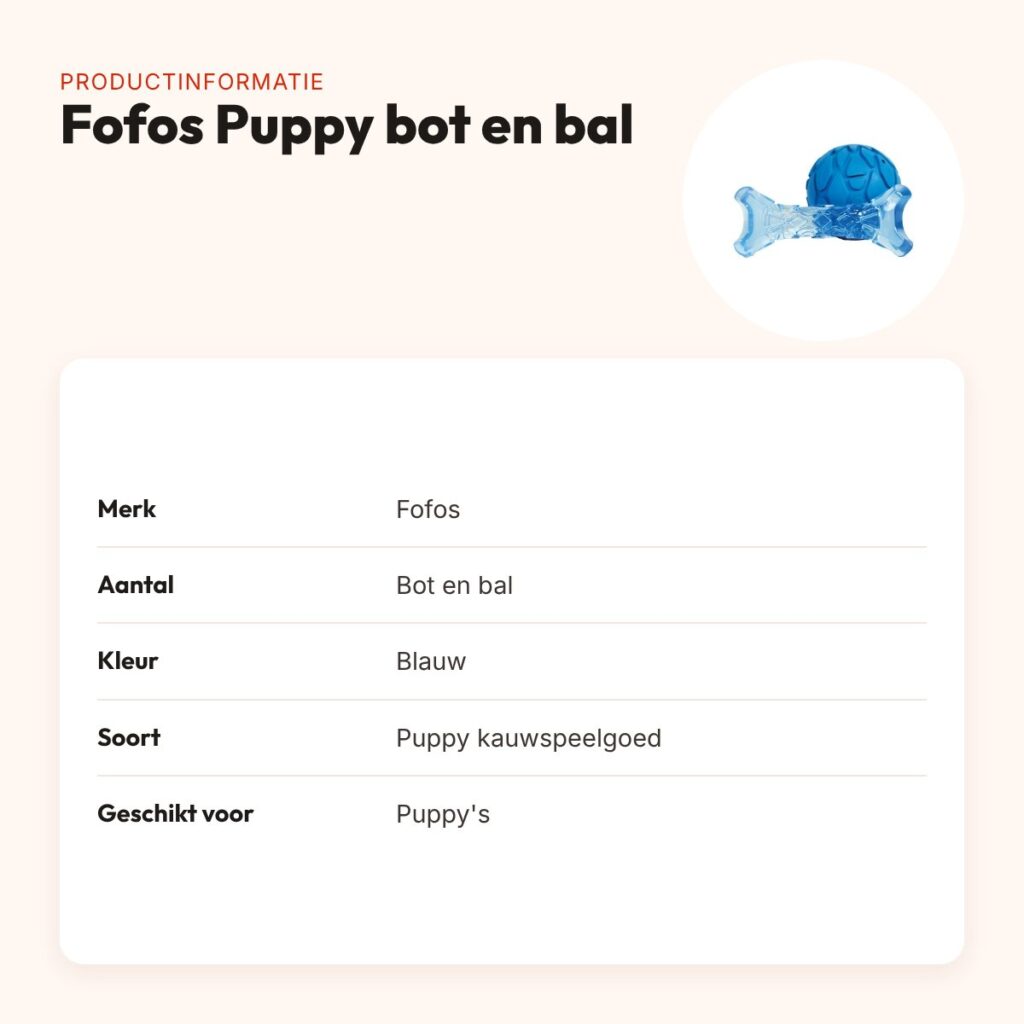 Fofos Puppy kauwspeelgoed bot en bal – blauw – productinformatie