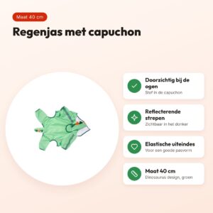Fofos regenjas hond Dinosaurus groen 40 cm – reflecterend – voordelen