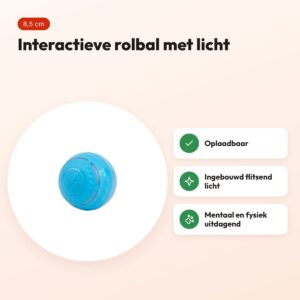 Fofos rolbal oplaadbaar 8,5 cm – interactief hondenspeeltje met licht – voordelen