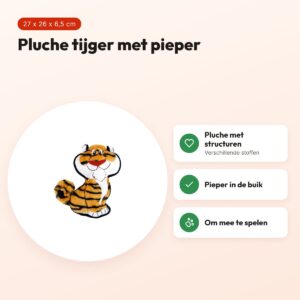 Fofos Safari tijger 27 x 26 x 6,5 cm – pluche hondenknuffel met pieper – voordelen