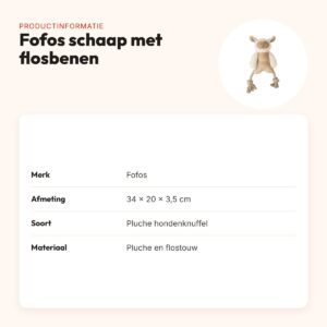 Fofos schaap met flosbenen 34 x 20 x 3,5 cm – pluche hondenknuffel – productinformatie