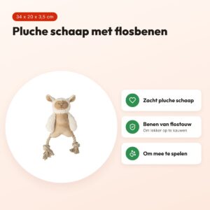Fofos schaap met flosbenen 34 x 20 x 3,5 cm – pluche hondenknuffel – voordelen