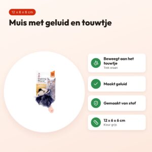 Fofos Shaking muis grijs 12 x 6 x 6 cm – kattenspeelgoed met geluid – voordelen