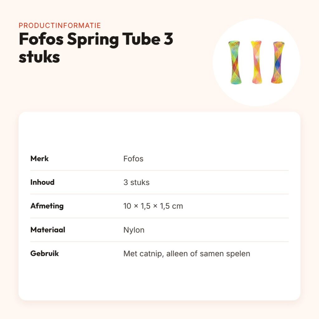 Fofos Spring Tube kattenspeelgoed 10 x 1,5 cm – 3 stuks nylon – productinformatie