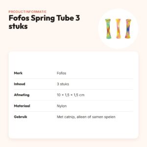 Fofos Spring Tube kattenspeelgoed 10 x 1,5 cm – 3 stuks nylon – productinformatie