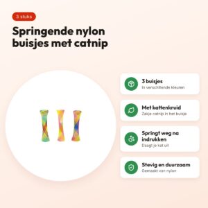 Fofos Spring Tube kattenspeelgoed 10 x 1,5 cm – 3 stuks nylon – voordelen