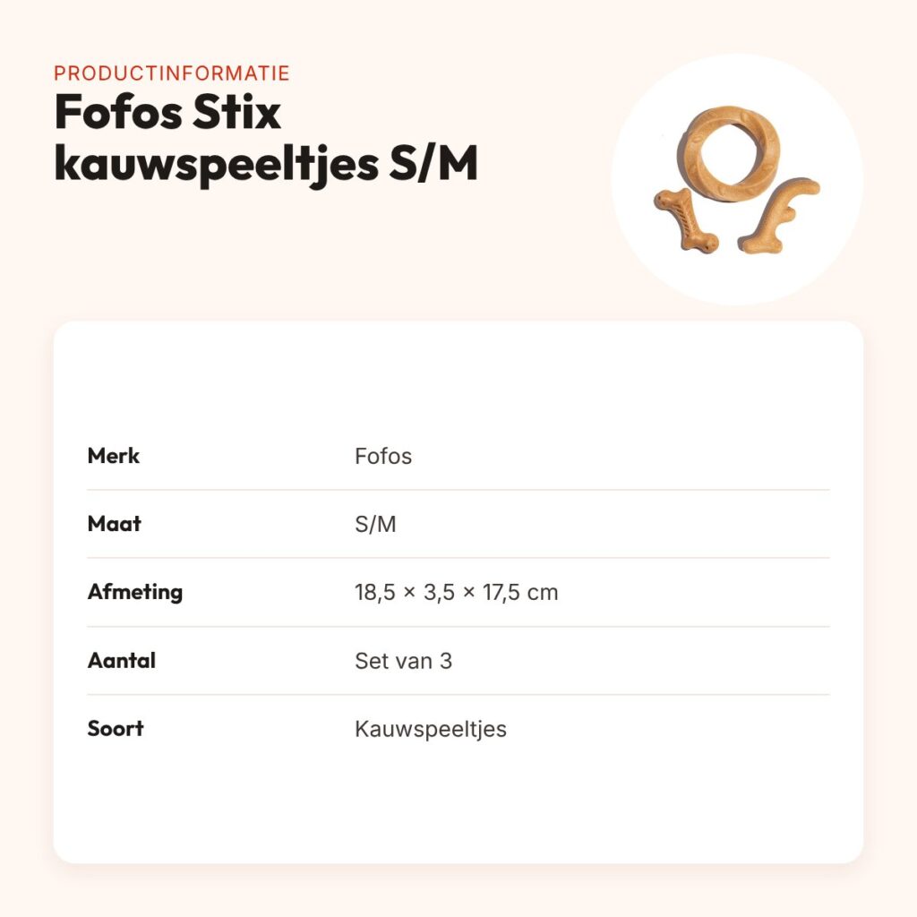Fofos Stix kauwspeeltjes S/M – set van 3, 18,5 x 3,5 x 17,5 cm – productinformatie