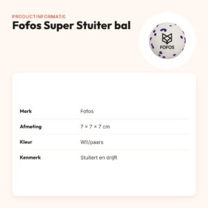 Fofos Super Stuiter hondenbal 7 cm – wit/paars, drijvend – productinformatie