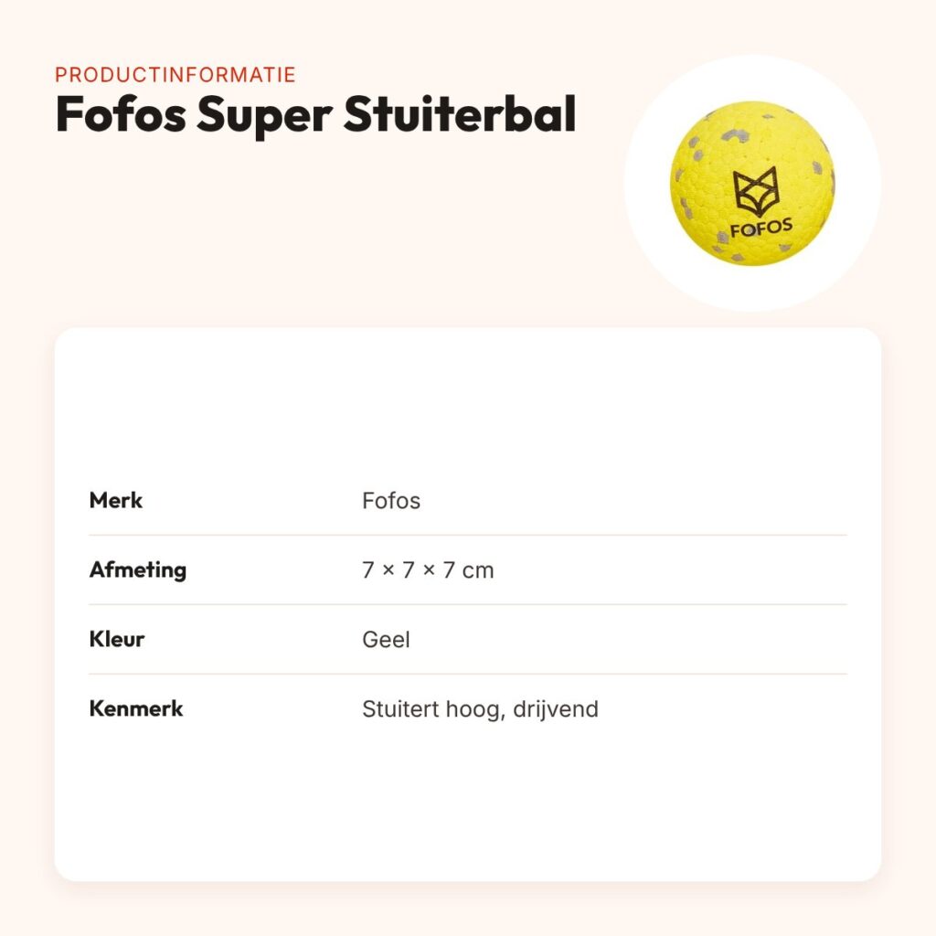 Fofos Super Stuiterbal 7 cm – geel, drijvend hondenspeeltje – productinformatie