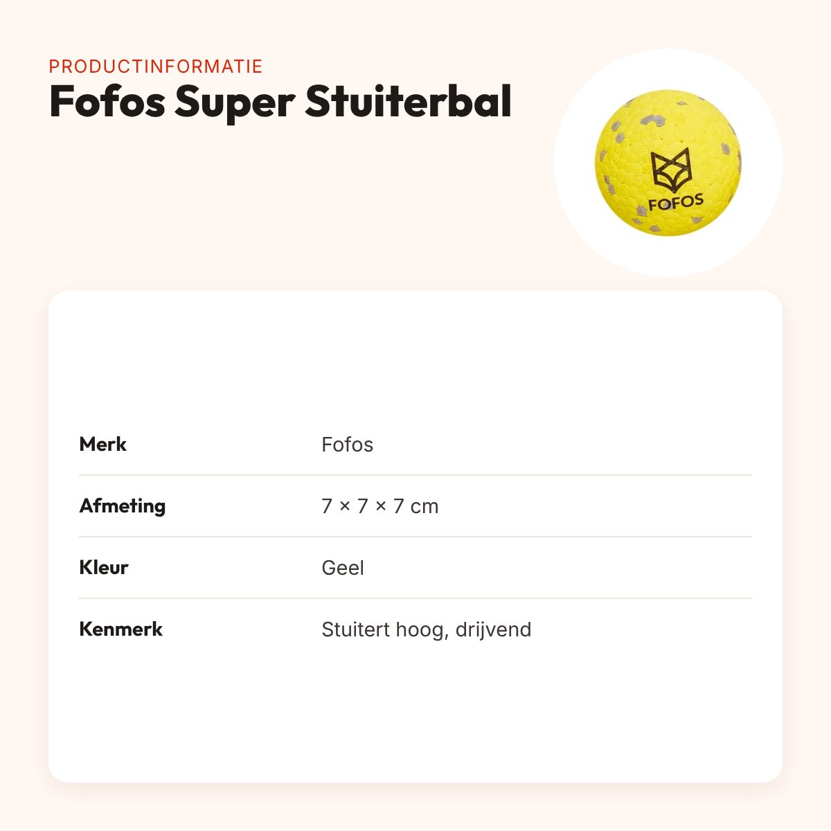 Fofos Super Stuiterbal 7 cm – geel, drijvend hondenspeeltje – productinformatie