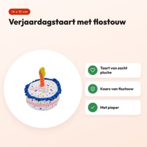 Fofos verjaardagstaart 14 x 10 cm – hondenspeeltje met flostouw – voordelen