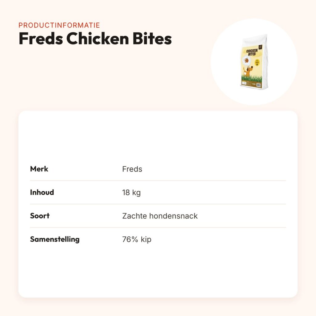 Freds Chicken Bites hondensnack 18 kg – zachte bites met 76% kip – productinformatie