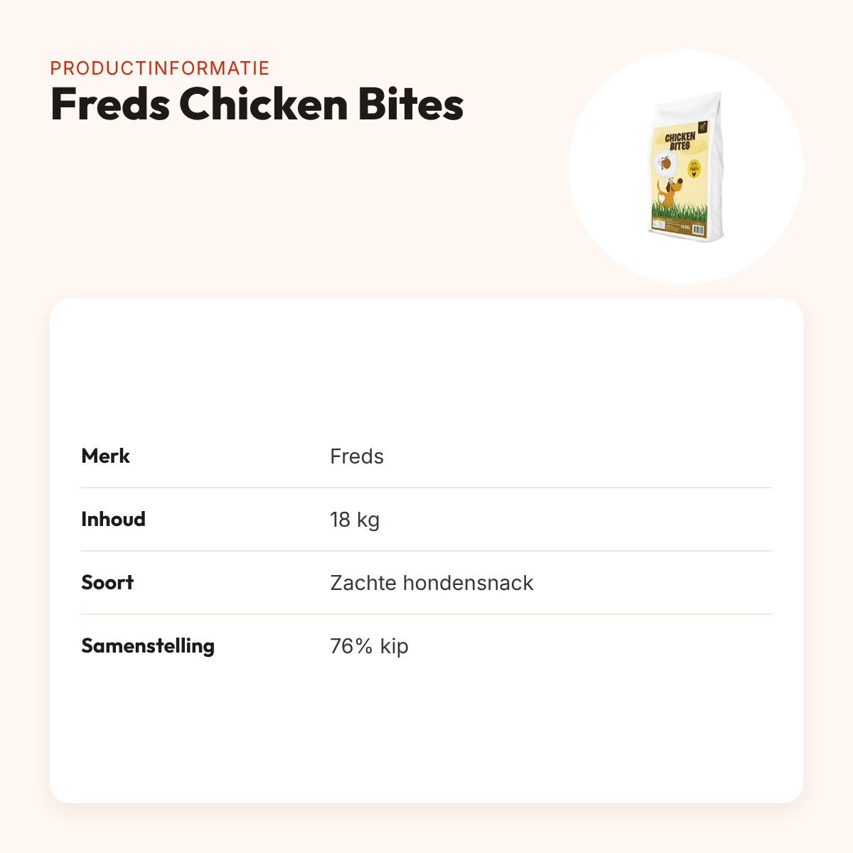 Freds Chicken Bites hondensnack 18 kg – zachte bites met 76% kip – productinformatie