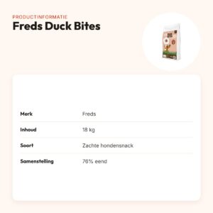 Freds Duck Bites hondensnack 18 kg – zachte bites met 76% eend – productinformatie