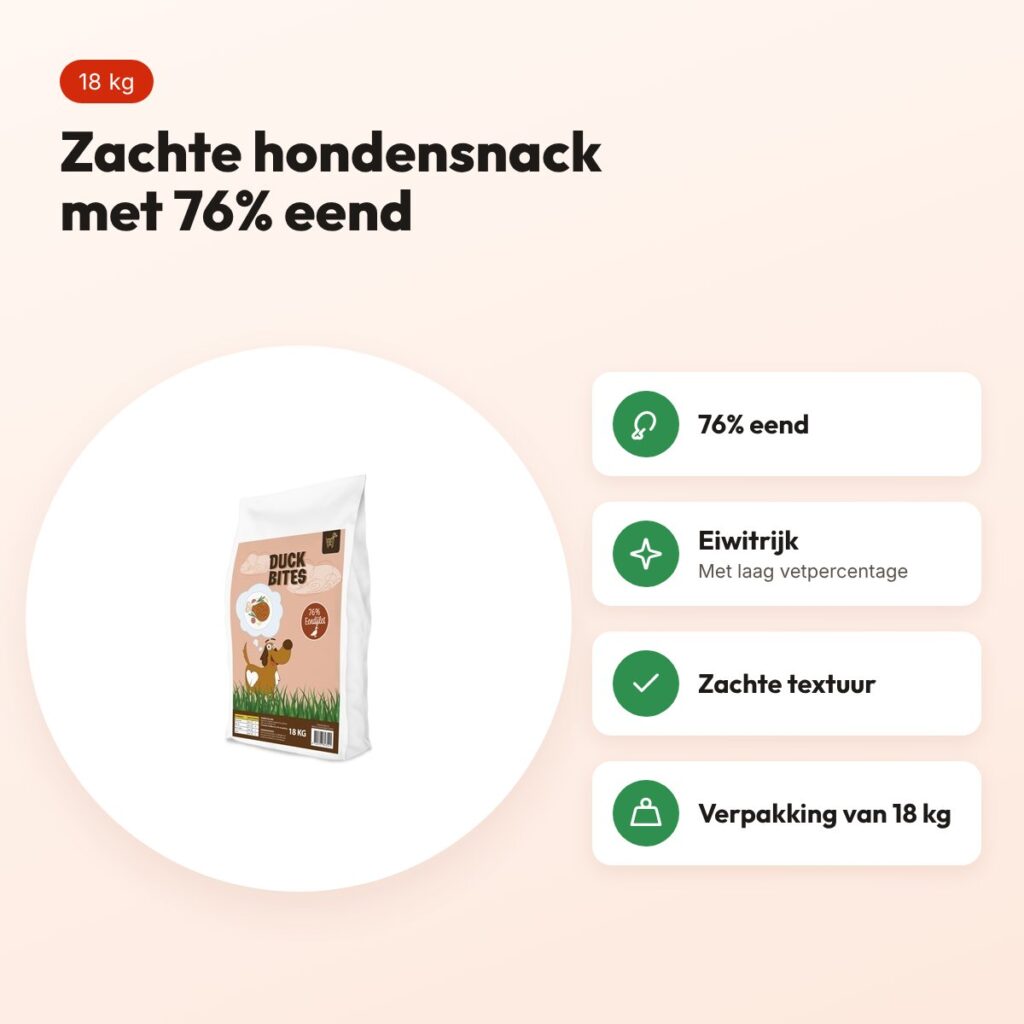 Freds Duck Bites hondensnack 18 kg – zachte bites met 76% eend – voordelen