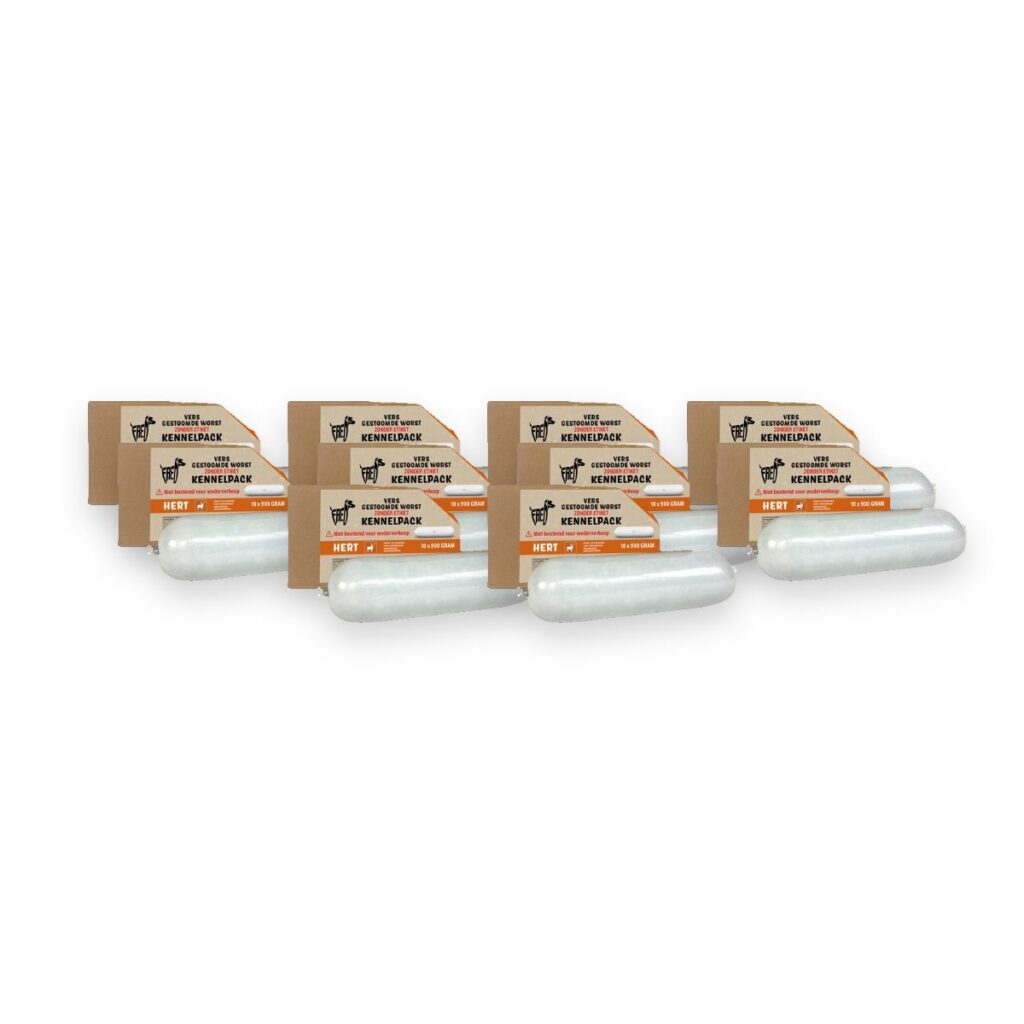 Freds gestoomde vleesworst hert 10 x 900 g – kennelpack, graanvrij