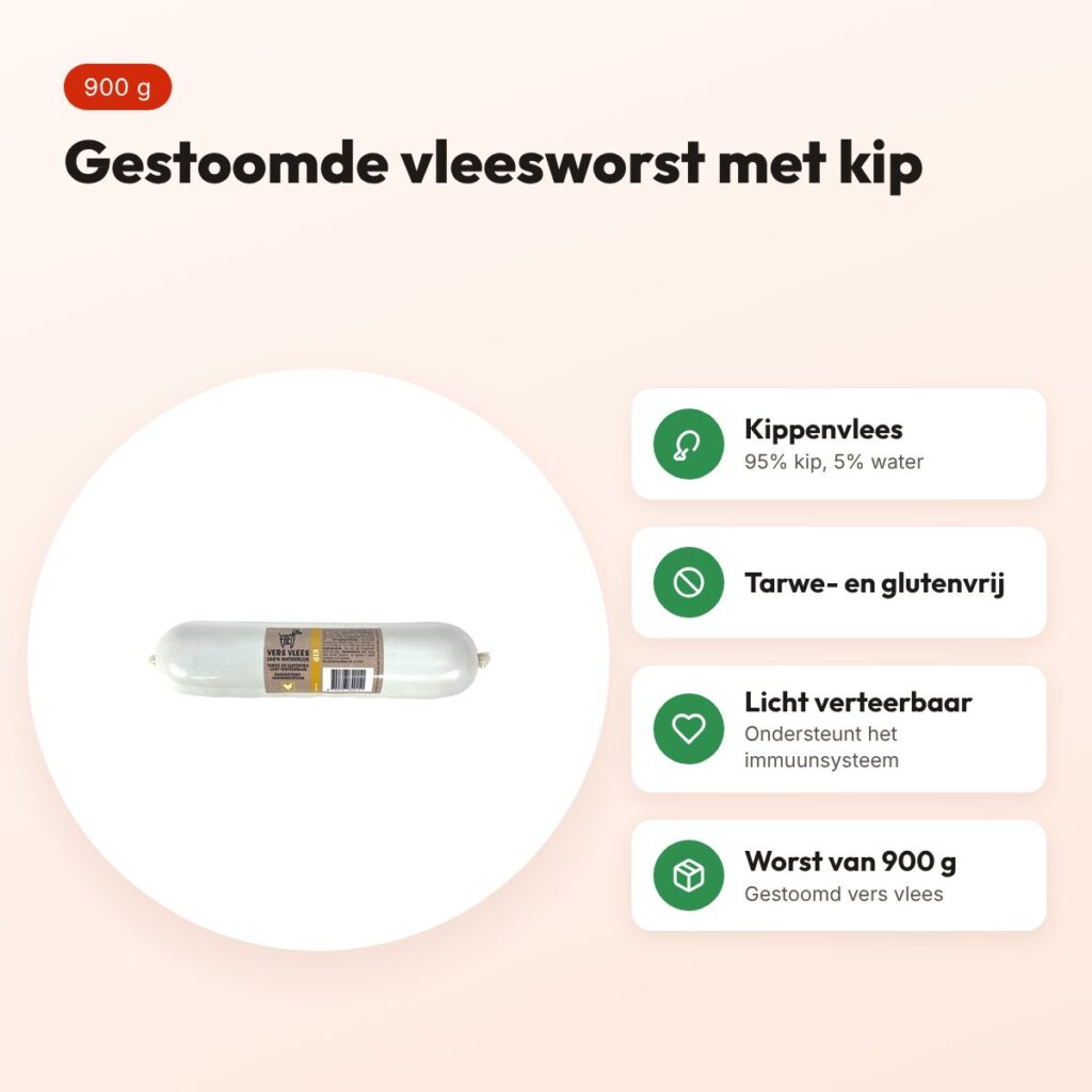 Freds gestoomde vleesworst kip 900 g – tarwe- en glutenvrij – voordelen