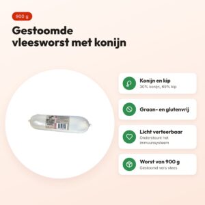 Freds gestoomde vleesworst konijn 900 g – graan- en glutenvrij – voordelen