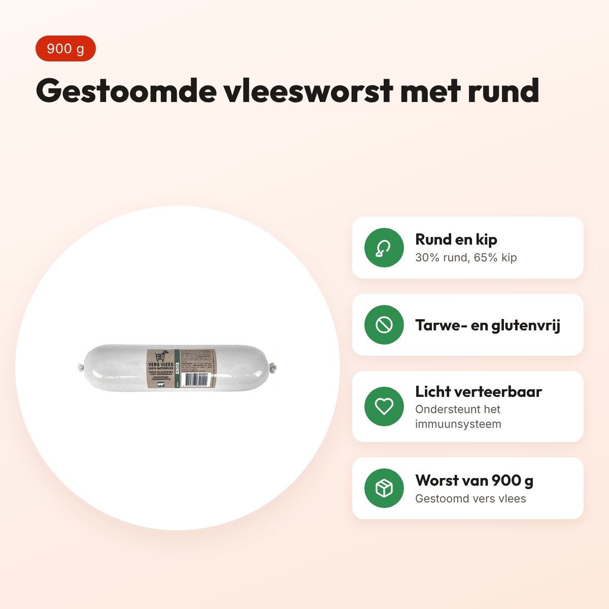 Freds gestoomde vleesworst rund 900 g – tarwe- en glutenvrij – voordelen