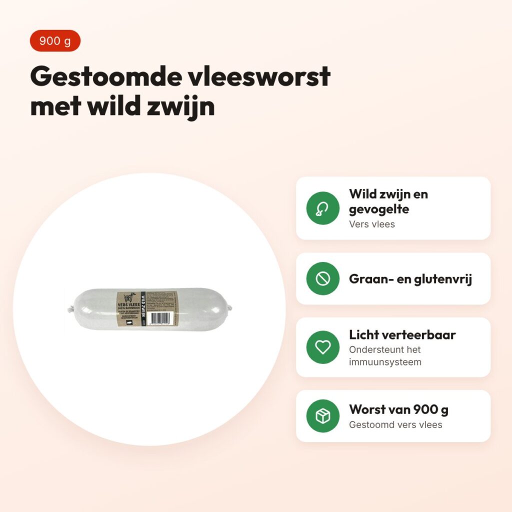 Freds gestoomde vleesworst wild zwijn 900 g – graanvrij – voordelen