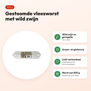 Freds gestoomde vleesworst wild zwijn 900 g – graanvrij – voordelen