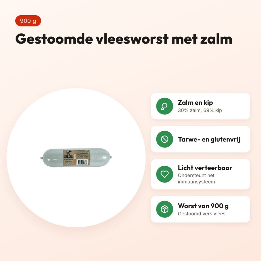 Freds gestoomde vleesworst zalm 900 g – tarwe- en glutenvrij – voordelen