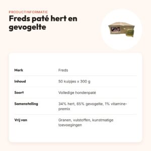 Freds hondenpaté hert en gevogelte 50 x 300 g – 99% vlees – productinformatie