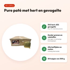 Freds hondenpaté hert en gevogelte 50 x 300 g – 99% vlees – voordelen