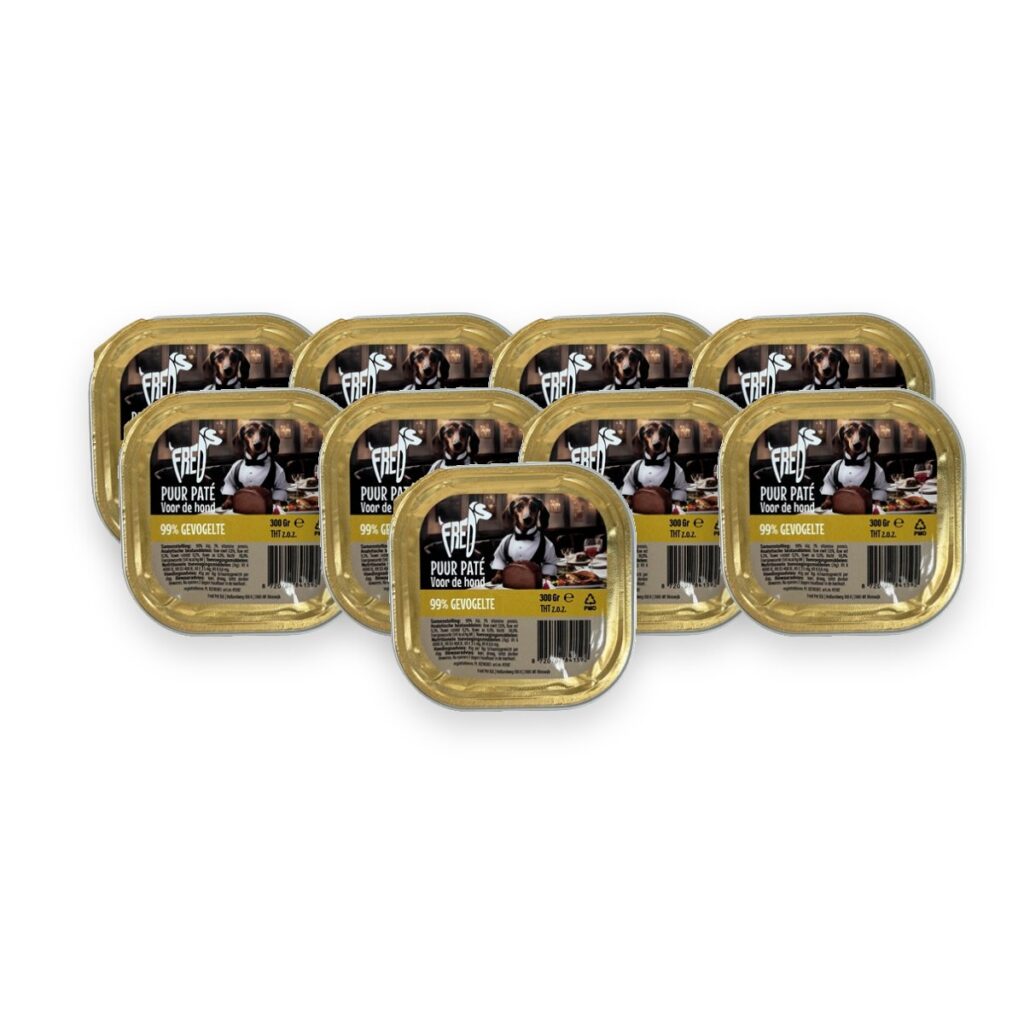 Freds hondenpaté puur gevogelte 9 x 300 g – graanvrij, 99% vlees