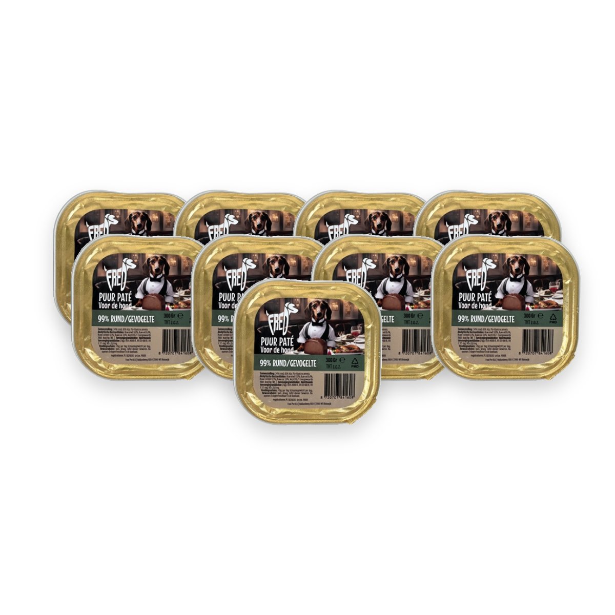 Freds hondenpaté puur rund en gevogelte 9 x 300 g – graanvrij