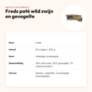 Freds hondenpaté wild zwijn en gevogelte 50 x 300 g – 99% vlees – productinformatie