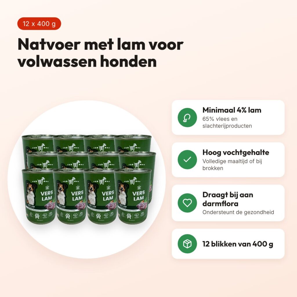 Freds hondenvoer blik vers lam 12 x 400 g – natvoer – voordelen