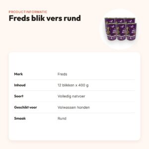 Freds hondenvoer blik vers rund 12 x 400 g – natvoer – productinformatie