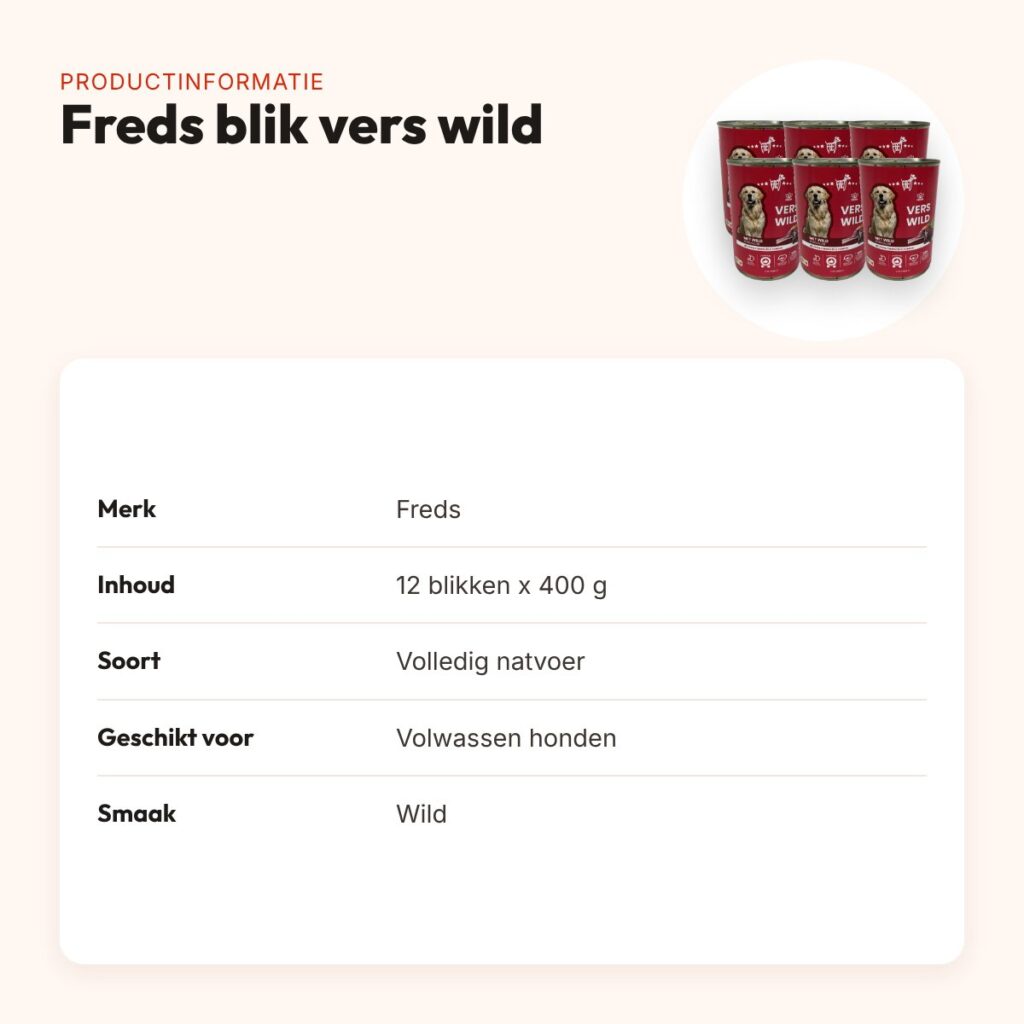 Freds hondenvoer blik vers wild 12 x 400 g – natvoer – productinformatie