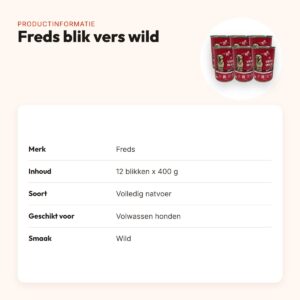 Freds hondenvoer blik vers wild 12 x 400 g – natvoer – productinformatie