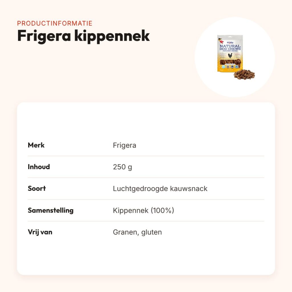 Frigera kippennek 250 g – luchtgedroogde kauwsnack voor honden – productinformatie