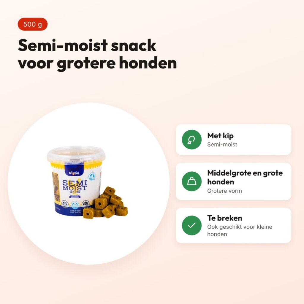 Frigera semi-moist treats kip 500 g – hondensnack – voordelen