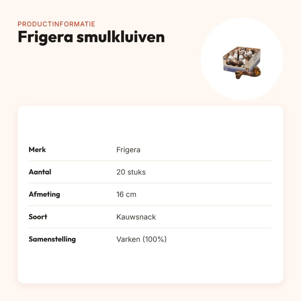 Frigera smulkluiven 16 cm 20 stuks – kauwsnack van varken – productinformatie