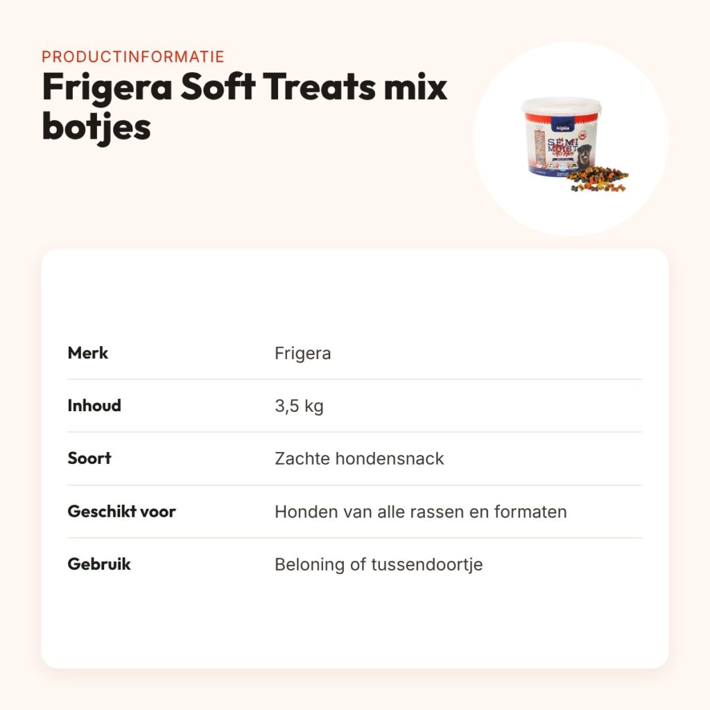 Frigera Soft Treats mix botjes 3,5 kg – hersluitbare pot – productinformatie