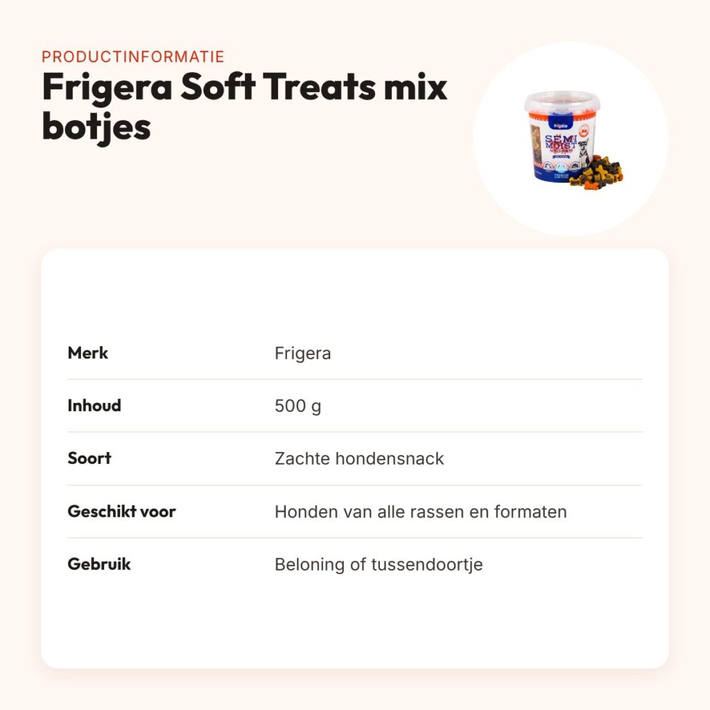 Frigera Soft Treats mix botjes 500 g – zachte hondensnack – productinformatie