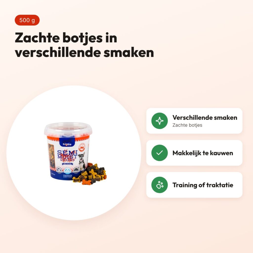 Frigera Soft Treats mix botjes 500 g – zachte hondensnack – voordelen