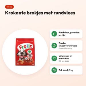 Frolic hondenvoer droog met rundvlees 2,6 kg – krokante brokjes – voordelen