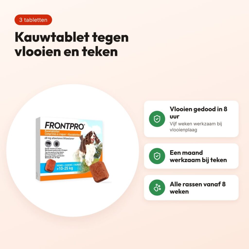 Frontline Frontpro kauwtabletten hond L 10-25 kg – 3 tabletten – voordelen