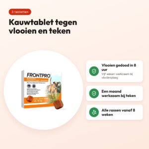 Frontline Frontpro kauwtabletten hond M 4-10 kg – 3 tabletten – voordelen
