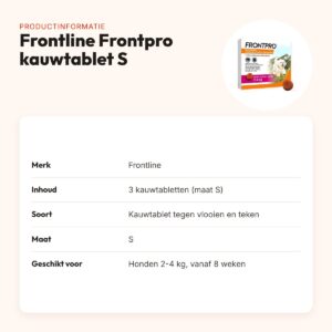 Frontline Frontpro kauwtabletten hond S 2-4 kg – 3 tabletten – productinformatie