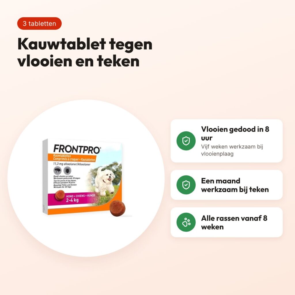 Frontline Frontpro kauwtabletten hond S 2-4 kg – 3 tabletten – voordelen