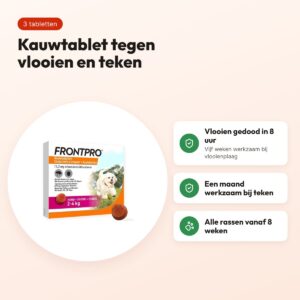 Frontline Frontpro kauwtabletten hond S 2-4 kg – 3 tabletten – voordelen