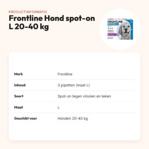 Frontline Hond spot-on L 20-40 kg – 3 pipetten tegen vlooien en teken – productinformatie