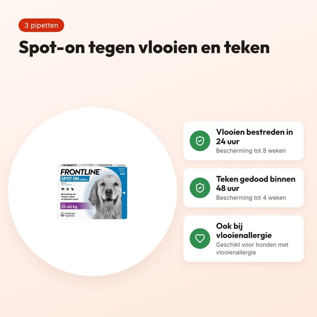 Frontline Hond spot-on L 20-40 kg – 3 pipetten tegen vlooien en teken – voordelen